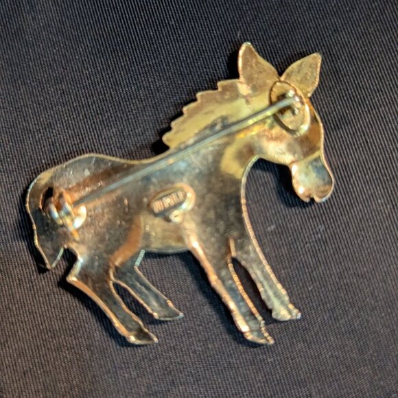 Vintage Warner Enamel Donkey Pin Brooch Animal Jewelry Gold-Tone - Picture 5 of 7